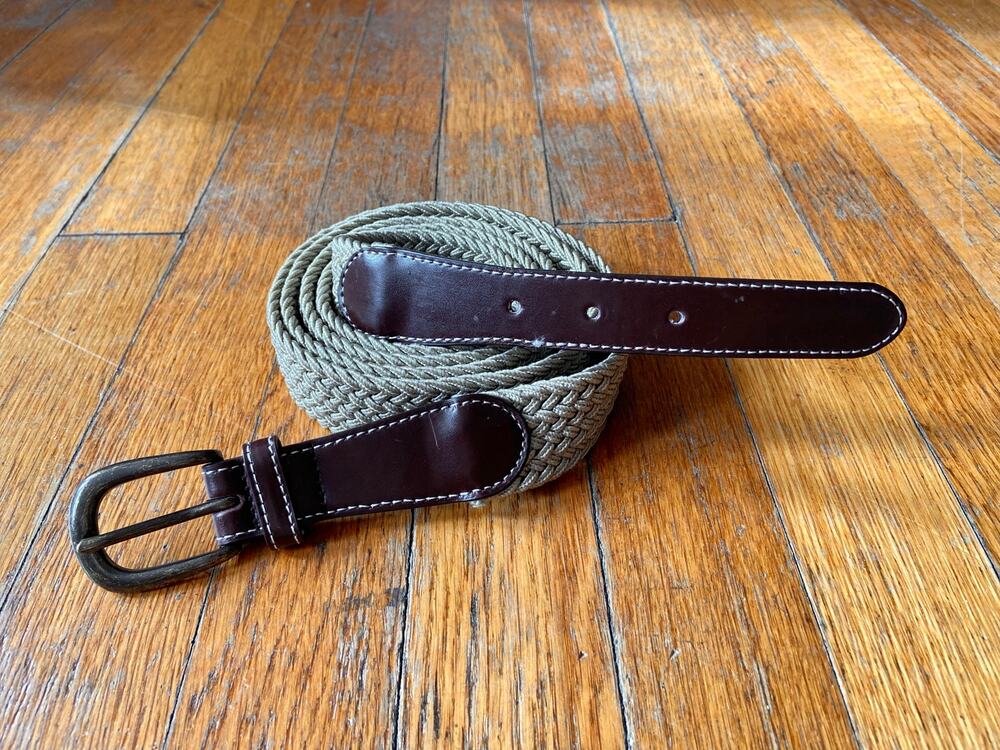 Men's Tan Braided Stretch Belt w/Dark Brown Leather Trim sz 3XL